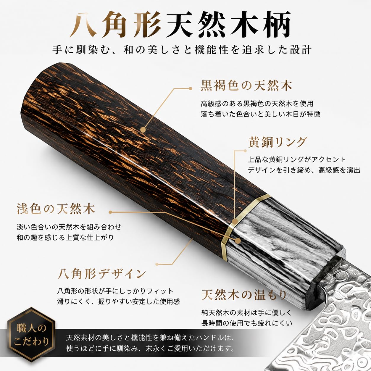Amazon | Utaki 肉切包丁 7寸 210mm 両刃 ダマスカス包丁 VG-10芯材 59